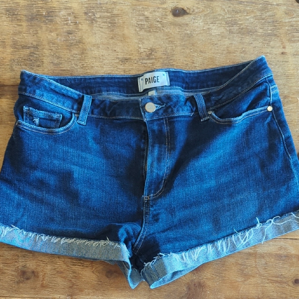 PAIGE Women's Dark Blue Jean Shorts